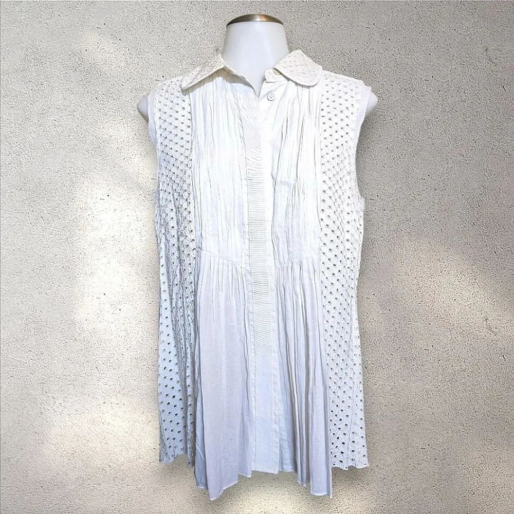 Tory Burch White Eyelet Sleeveless Top